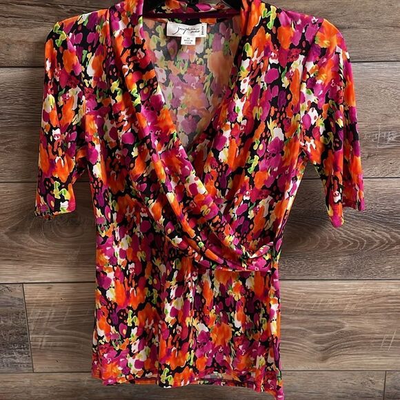 Josephine Studio Petite Abstract Floral Blouse, Size Small Petite, Multicolor - Picture 1 of 5